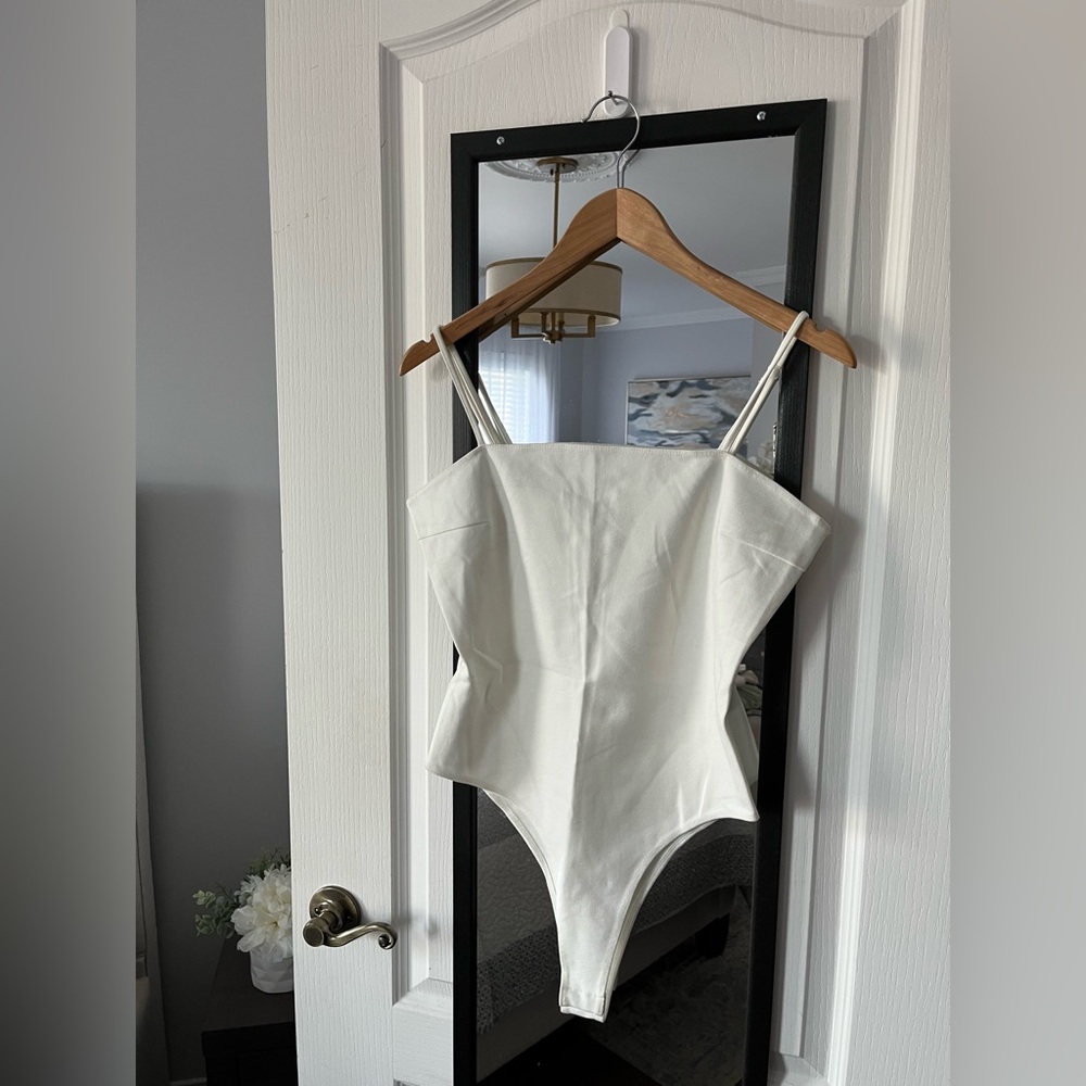 Shinestar BNWOT white strap bodysuit